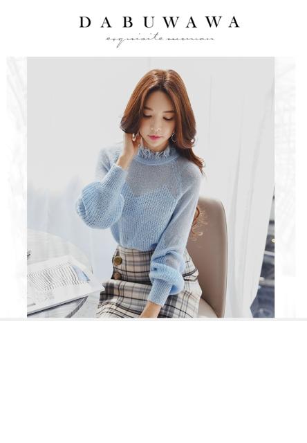 タートルネック ニット トップス 春服 レディース ピンク 青白 パフスリーブ シースルー フリルネック 薄手 ニット セーター きれいめ 上の通販はau Wowma ワウマ ベースキャンプ 商品ロットナンバー