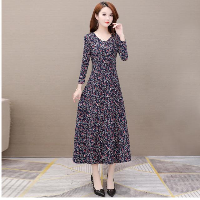 花柄 ロングワンピース 長袖 ロングワンピース レディース 40代 Aラインワンピース 花柄ワンピース おしゃれ 新品 秋 着痩せ通勤 上品 長の通販はau Wowma ワウマ ベースキャンプ 商品ロットナンバー