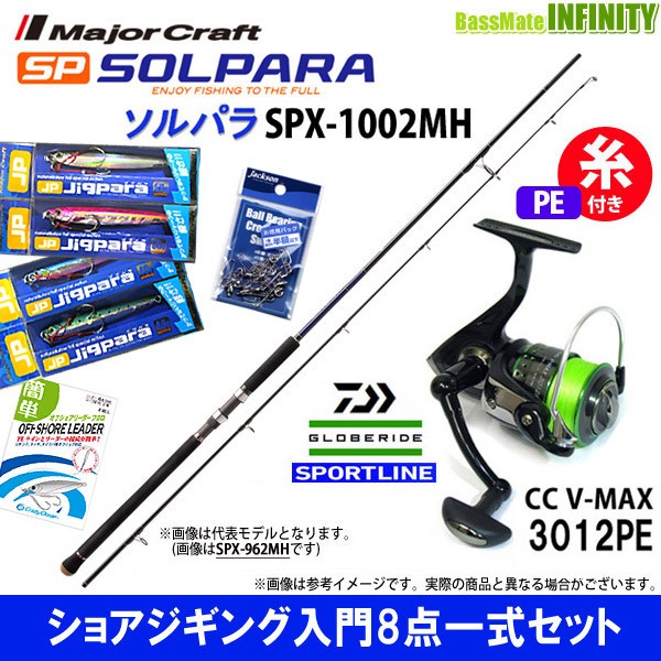 ショアジギング入門8点一式セット メジャークラフト ソルパラ Spx 1002mh ショアジギング スポーツライン Cc V Max 3012peの通販はau Wowma ワウマ バスメイトインフィニティ 商品ロットナンバー