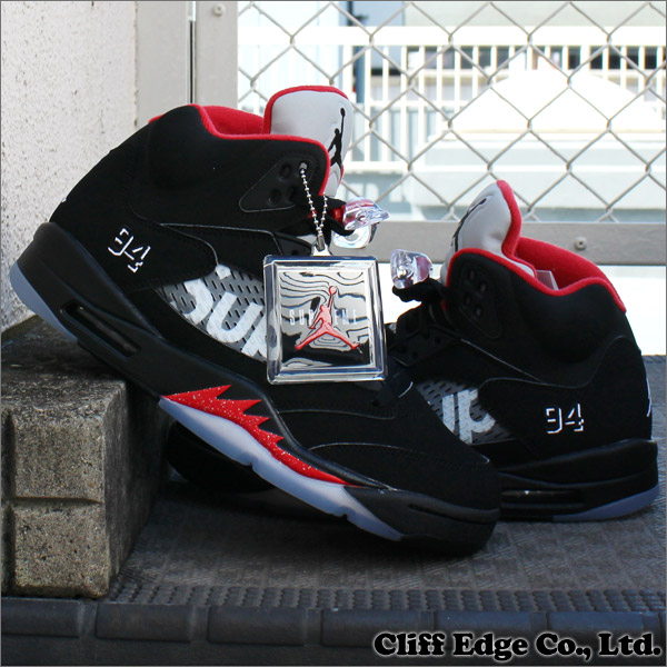 いとや 新品 Nike ナイキ X Supreme シュプリーム Air Jordan 5 Retro Black 4371 001 291