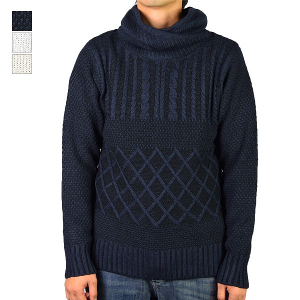 ニット セーター ファウルネックセーター タートル オフタートル 編み
