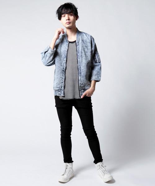 Sale 送料無料 デニム ケミカル ウォッシュ 8分袖 Ma 1 ジャケット メンズ 50 Off Carlavista Com