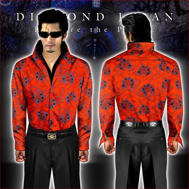 今だけ限定価格 送料無料 ポイント2倍 Dj 036赤 スタンド二重襟ドレスシャツ花総柄柄シャツ ホストお兄系ヤクザヤンキー悪羅悪羅系オラオラ系服 日本公式品 Www Songtainews Net