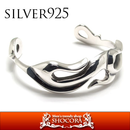 シルバーバングル シルバーアクセサリー トライバル モチーフ メンズ ブレスシルバー925 メンズブレスレット シルバーブレス