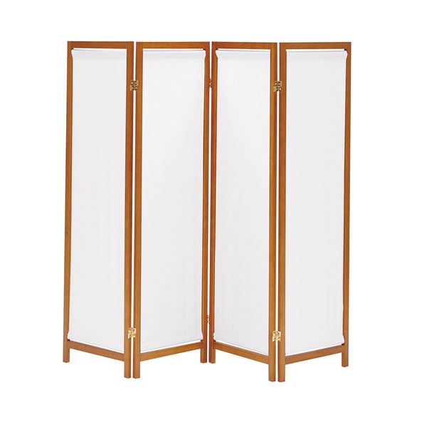 期間限定セール 木製 スクリーン パーテーション 帆布 4連 ブラウン 幅440 奥行 高さ1500mm 4枚 リビング 客室 客間 セール品