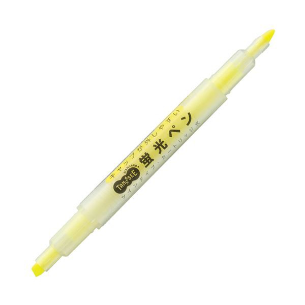 まとめ TANOSEEキャップが外しやすい蛍光ペン 最も完璧な ツイン 黄 年中無休 1本 送料込 ×100セット