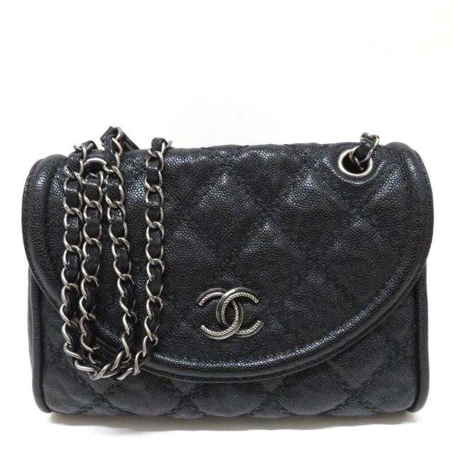 印刷広場 シャネル バッグ ダブルチェーン キャビア Abランク ショルダー ブラック シルバー金具 Chanel ココマーク レディース 湊川店 Excelbank Co Ug