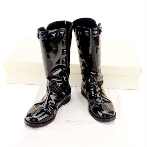 最初の ジミーチュウ ブーツ 35 ミディアムブーツ Jimmy ローヒール ブラック Jimmy Choo Choo T6328 ネットau T6328 手作りshop ばすぷすん工房 E162a61a Andersonareaymca Org