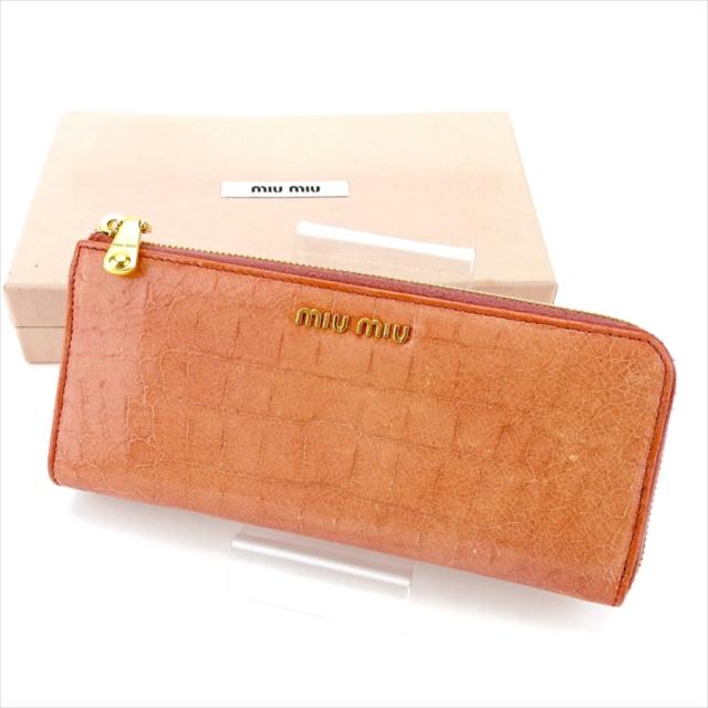 大特価 ミュウミュウ Miu Miu 長財布 財布 小物 サイフ 財布 小物 財布 サイフ L字ファスナー レディース クロコダイル調 T4424 即納 Embol Com