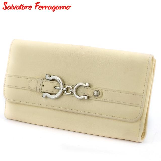 新商品 ラスト1点 サルヴァトーレ フェラガモ 長財布 Wホック 財布 レディース メンズ ガンチーニ ベージュ シルバー レザー Salvatore Ferr 激安 即納 Btygravelmart Ca