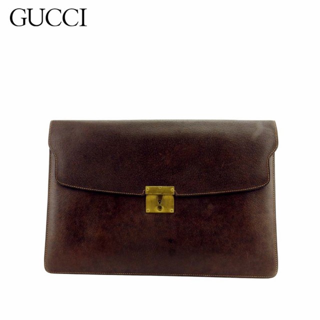 グッチ ビジネスバッグ ブリーフケース クラッチバッグ メンズ オールドグッチ ロゴプレート GUCCI 中古