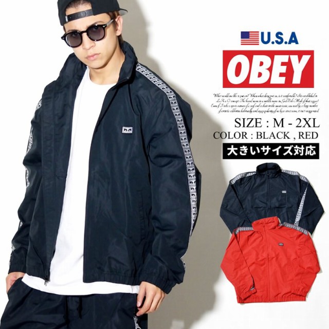 在庫限り Obey オベイ トラックジャケット メンズ 大きいサイズ サイドライン ロゴ ストリート系 ヒップホップ ファッション 正規激安 Olsonesq Com