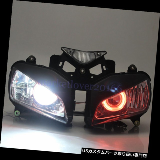 【国際ブランド】 バイク ヘッドライト ホンダCBR1000RRのための隠されたプロジェクターヘッドライトアセンブリWエンジェルヘイローアイレッド HID Proje, BAEmaster 63c928ec