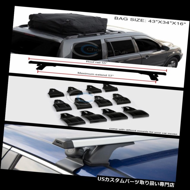55/" SILVER WINDOW FRAME ROOF RACK CROSS BAR KIT+WATERPROOF CARGO CARRIER BAG C04