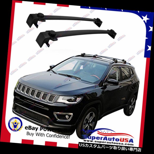 For 2017-2018 Black Jeep Compass Black Roof Rack Cross Bar Aluminum Carrier