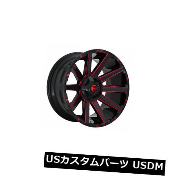 【逸品】 ホイール 4本セット 4 x 22x12 Fuel D643 Contra ET -44 Black Red 8x165.1 Wheels, 豊田村 d00ef77b