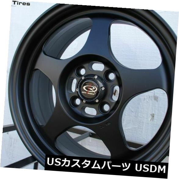 【激安大特価!】 ホイール 4本セット 4-新しい15インチRotaスリップストリームホイール15x7 4x100 40フラットブラックリム 4-New 1, 高級着物専門店 きもの えぇもん屋 468b01e5