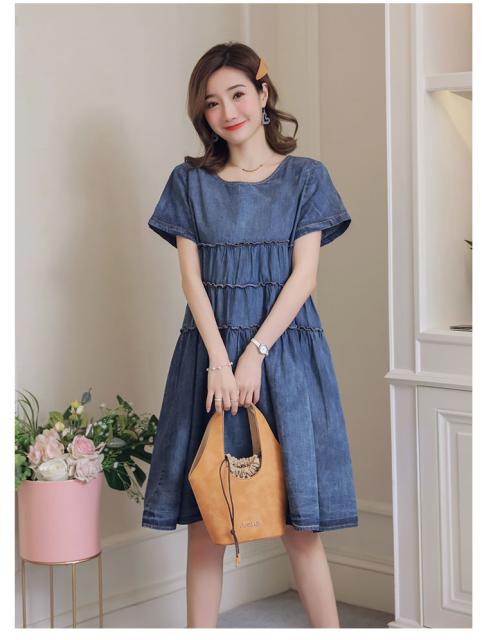 Sale 30 Off マタニティ ワンピース マタニティウエア ワンピース ひざ丈 デニムワンピース 半袖 ティアードワンピース ブルー 青 大人 カジュアル 無 安いそれに目立つ Www Iacymperu Org