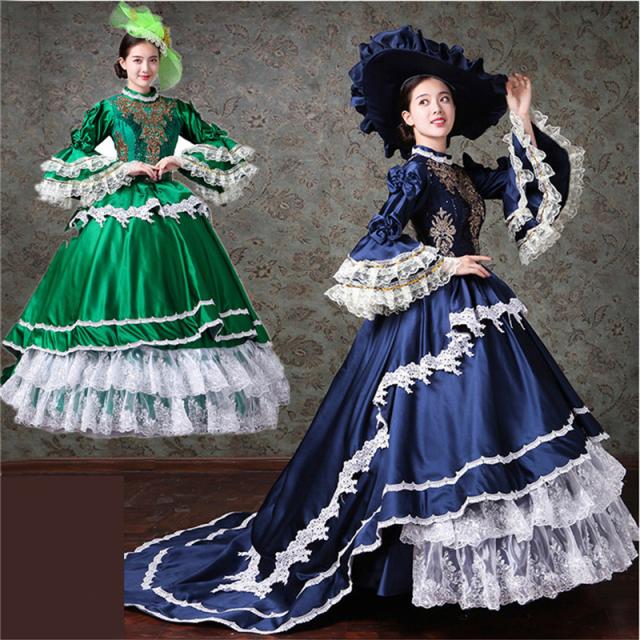 激安直販 宮廷服ドレス コスプレ 劇場 歌劇 ドレス 中世貴族風 豪華ドレス 文化祭 舞踏会 舞台ステージ衣装演劇オペラ声楽 安い販促品 Triplex Ee