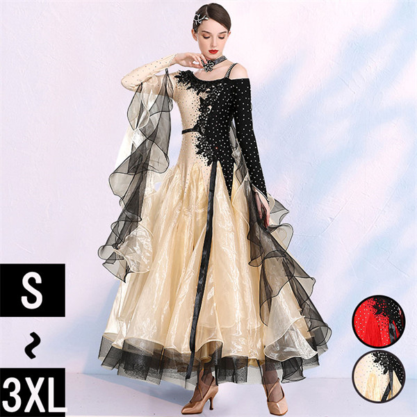 工房直送価格 社交ダンス ワンピース モダンドレス 赤 大きいサイズ 長袖 社交ダンスドレス 社交ダンス衣装 黒 ダンス発表会 大きい裾 スタンダードド スペシャルset価格 Majconsults Com