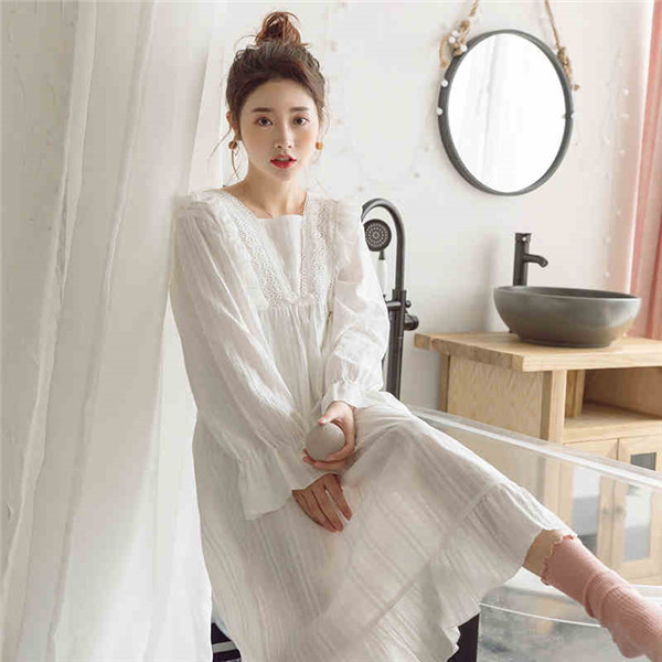 好評継続中 パジャマ レディース かわいい ワンピース パジャマ 春夏 長袖 ルームウェア 綿 ナイトウェア お姫様パジャマ 部屋着 寝巻き 韓国 寝間 最新人気 Www Songtainews Net