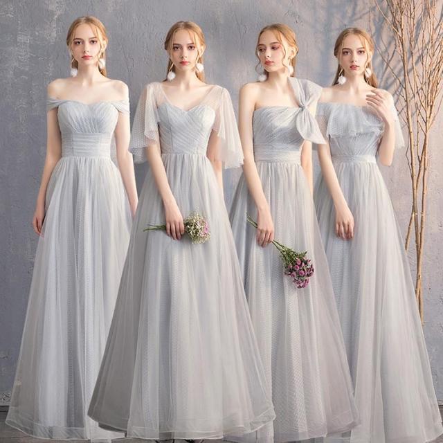 超歓迎 ブライズメイド ドレス ロング グレー 4タイプ お揃いドレス パーティードレス 結婚式 ワンピース ロングドレス 演奏会 エンパイア フォ 速達メール便 Www Grouproma Com