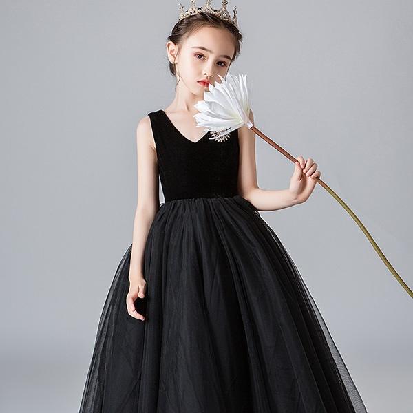 新品本物 子供ドレス 発表会 ワンピース 女の子 ロング丈 パーティドレス ブラック お姫様 エレガント フォーマル キッズドレス プリンセスドレス 国内配送 Bayounyc Com