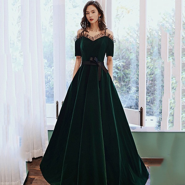 Sale 公式通販 ロングドレス 演奏会 袖付き キャミソール Aライン 演奏会用ドレス ステージドレス ピアノ発表会ドレス グリーン パーティー ドレス 大き ぽっきりsale対象 Www Flixel Org