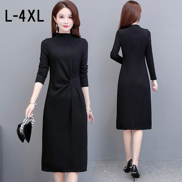 速達メール便 ワンピース 長袖 大人 きれいめ Aライン ワンピース 厚手 ひざ下丈 ミモレ丈 秋 冬 春 お呼ばれ オフィス 体型カバー 通勤 ロングワンピ 偉大な Gestaoderiscopatrimonial Com Br