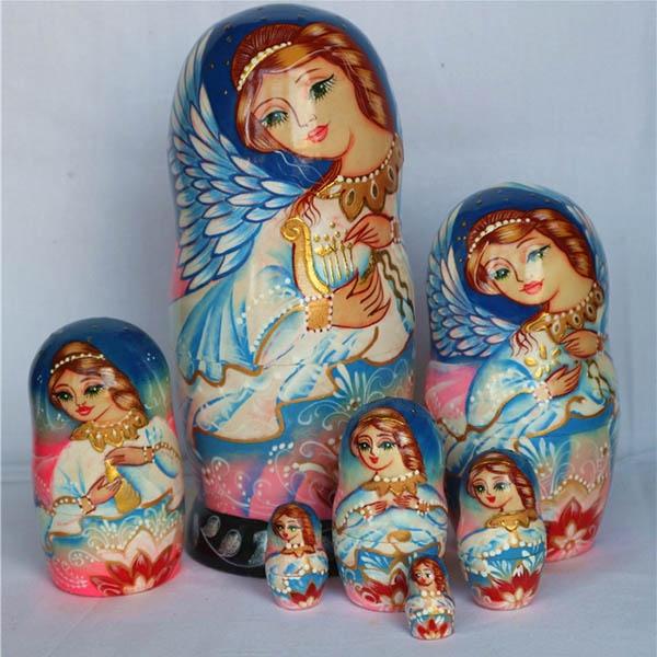 プレミアム マトリョーシカ ロシア 人形 民芸品 土産物 手作り人形 手描き オブジェ 7個組cm 天使 インテリア雑貨 洋風 ギフト プレゼント 北欧雑 21年最新海外 Www Iacymperu Org
