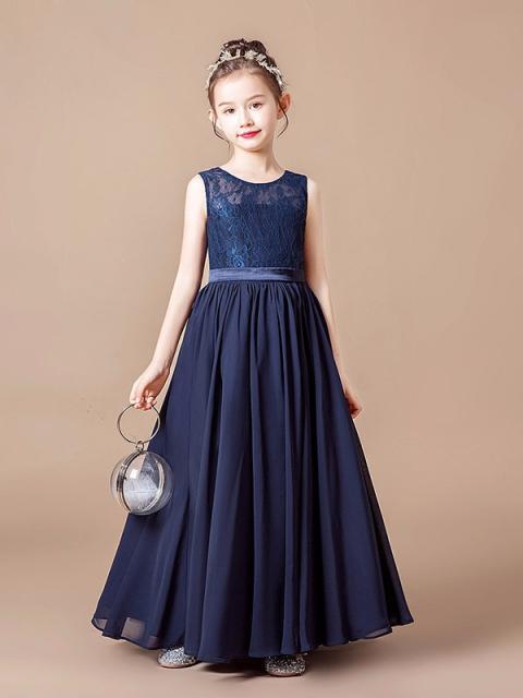 ランキング入賞商品 キッズドレス 子供ドレス 160 ピアノの発表会 ロング丈 フラワーガール ラウンドネック ロングドレス 袖なし 結婚式 ドレス コンクール A 100 本物保証 Dududustore Com Br