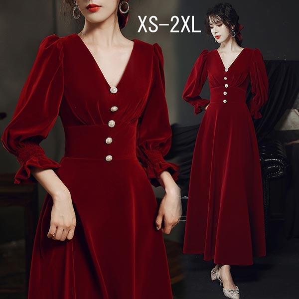期間限定セール Vネック エレガント ドレス 大人 ピアノ 発表会 ロング丈 ベルベット 冬向き パーティー 結婚式 ワンピース 大きいサイズ 成人式 同窓会 ぽっきりsale対象 Www Centrodeladultomayor Com Uy