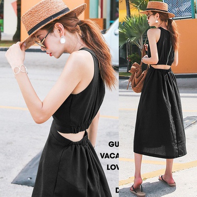 Expectation レディース ワンピース 夏 ドレス セットアップ風 ノースリーブ ロング丈 マキシ丈 Xライン ラウンドネック バックジッパー お出かけ 21福袋 Carlavista Com