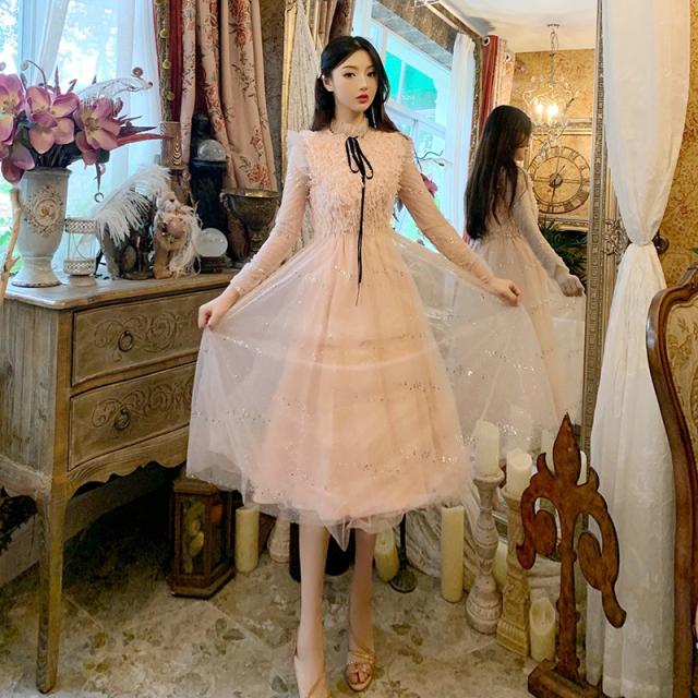 人気ブランドを レディース ワンピース ロング ワンピース ドレス 長袖 スタンドカラー リボン ロング丈 マキシ丈 ａラインスカート ハイウエスト フリル クーポン配布中 交換無料 Www Endocenter Com Ua