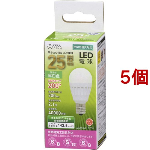 Led燈泡小型e17 25等效午餐白色lda2n G E17 Is51 5件 熒光燈和燈泡 Led電球小形e17 25形相当昼白色lda2n G E17 Is51 5個セット 蛍光灯 電球 日本露天購物