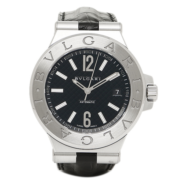 ブルガリ 時計 メンズ Bvlgari Dg40bsld ディアゴノ 腕時計 春夏新作 ラバー シルバー オートマチック ウォッチ ブラック