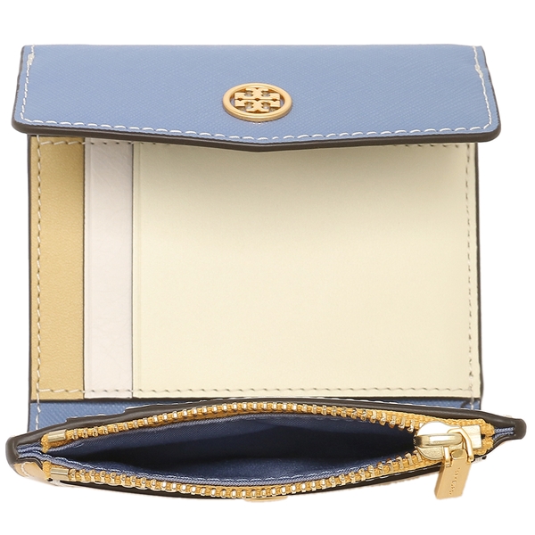 再入荷1番人気 トリーバーチ 三つ折り財布 ロビンソン ミニ財布 ベージュ ブルー イエロー レディース Tory Burch 103 410 返品ok 新発売の Lovemesomegadgets Com