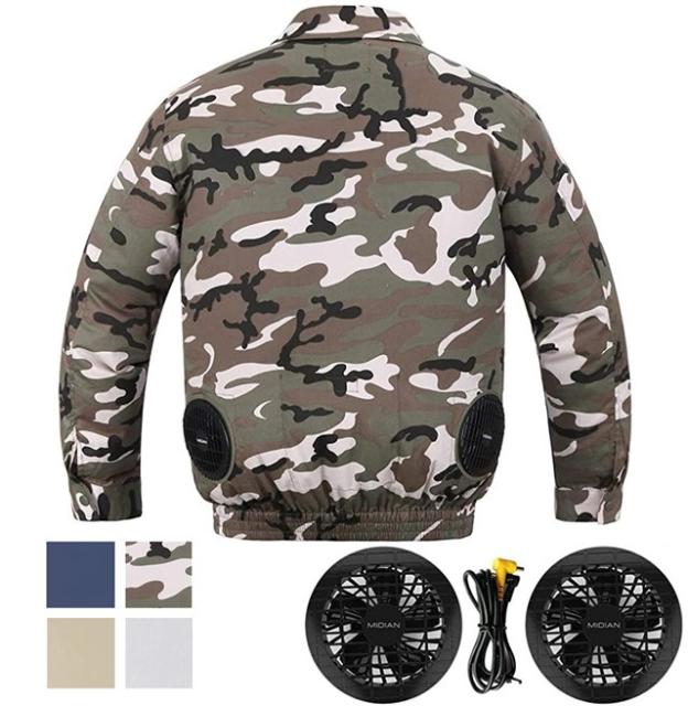 Midian空調衣服空調工作服空調風神衣服風扇中暑對策長袖bruzon棉新空調衣服工作服 Midian 空調服空調作業服空調風神服 ファン熱中症対策長袖ブルゾン綿新型空調服作業着