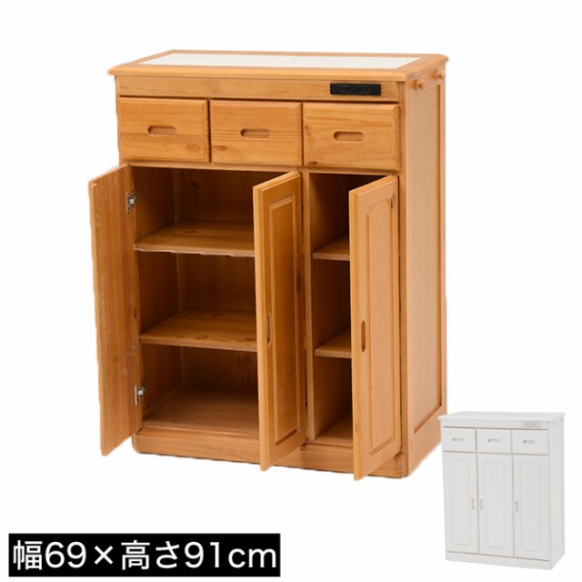 値段が激安 ハイタイプ 幅69 高さ91cm キッチンカウンター 天然木パイン材 天板タイル敷き コンセント付き 完成品 キッチンカウンター Sutevalle Org