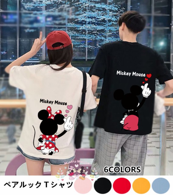 Ruten Japan New 6colors T Shirt Disney Disney Pair Look Couple T Shirt Tops T Shirt Mickey Pattern Minnie Pattern Short Sleeve Summer Couple Match 新作 6colors T Shirt Disney ディズニー ペアルック カップル Tシャツ