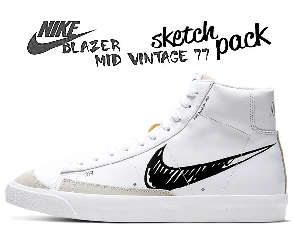 Ruten Japan Nike Blazer Mid Vintage 77 Nike Blazer Mid Vintage 77 Sketch Pack White Black Platinum Tint Cw7580 101 Sneakers Vintage Sketch ナイキ ブレザー ミッド ヴィンテージ 77 Nike Blazer Mid Vintage 77 Sketch