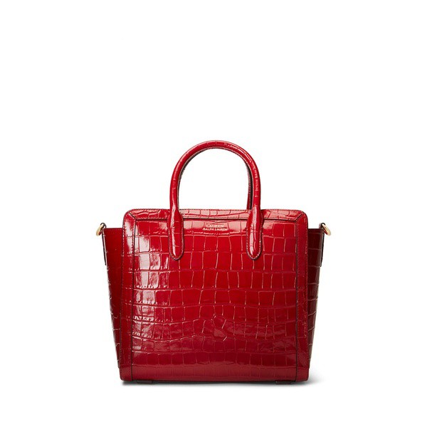 ラルフローレン レディース ハンドバッグ バッグ Embossed Leather Medium Tyler Tote Candy Red