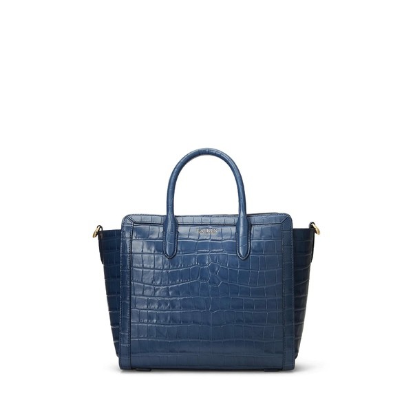 ラルフローレン レディース ハンドバッグ バッグ Embossed Leather Medium Tyler Tote Indigo Sail