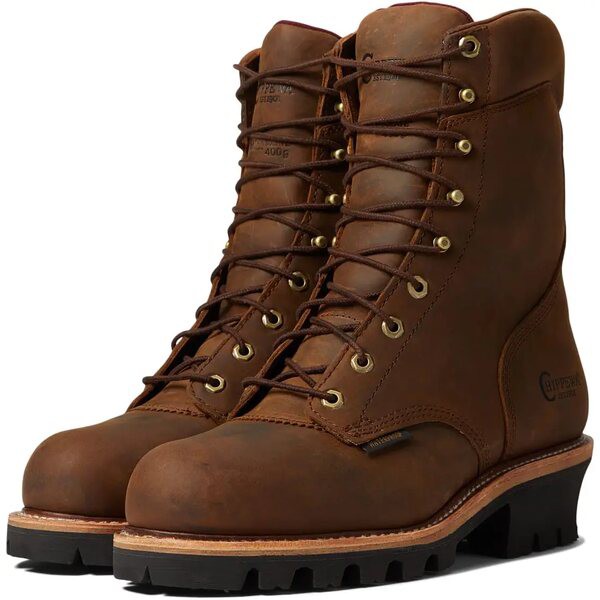 チペワ メンズ ブーツ＆レインブーツ シューズ Super DNA-9" Waterproof Insulated Steel Toe Logger Tan Crazy Horse