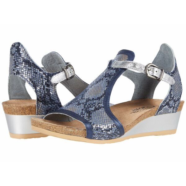 ナオト レディース ヒール シューズ Fiona Navy Python Leather/Polar Sea Leather/Soft Silver Leather