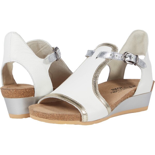 ナオト レディース ヒール シューズ Fiona Soft White Leather/Radiant Gold Leather/Soft Silver Leather