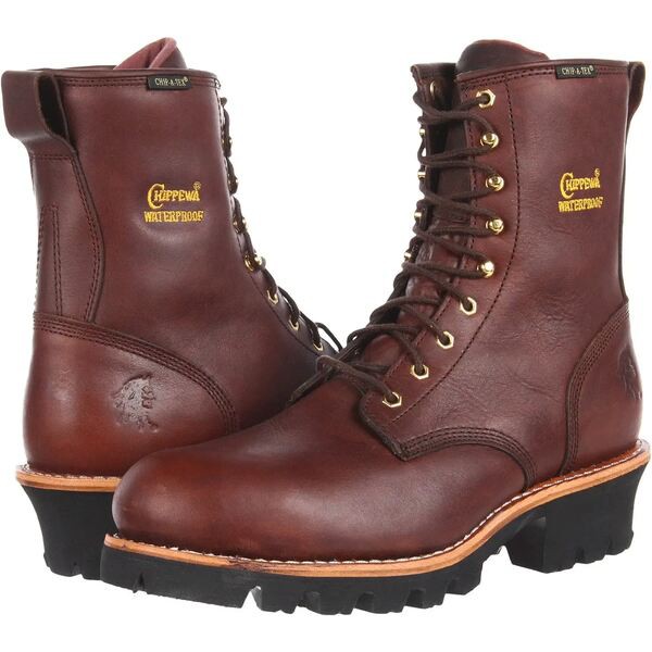 チペワ メンズ ブーツ＆レインブーツ シューズ 8" Waterproof Insulated Steel Toe Logger Brown