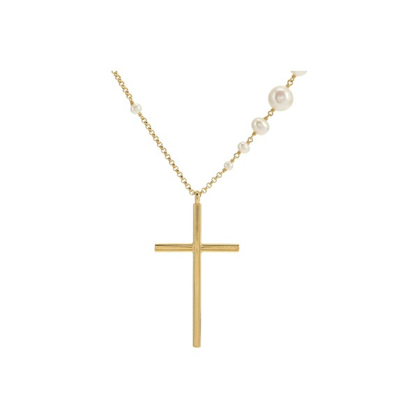 チャンルー レディース ネックレス・チョーカー・ペンダントトップ アクセサリー Pearl and Cross Pendent Necklace White Pearl