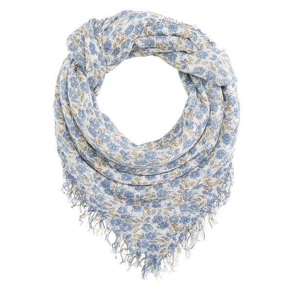 チャンルー レディース マフラー・ストール・スカーフ アクセサリー Cashmere and Silk Floral Print Scarf Crown Blue