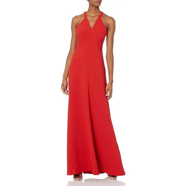 ホルストンヘリテイジ レディース ワンピース トップス Women's Sleeveless V Neck and Back Paneled Gown Halston Red